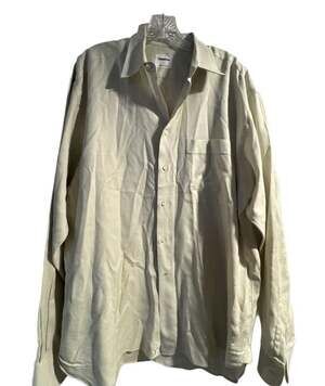Lorenzini Made in Italy Beige Textured Long Sleeve Button-Up Dress Shirt Size 16